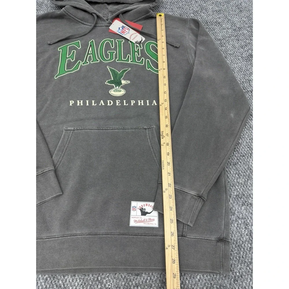 Philadelphia Eagles Mens Medium Mitchell & Ness Throwback Logo Hoodie Sweatshirt